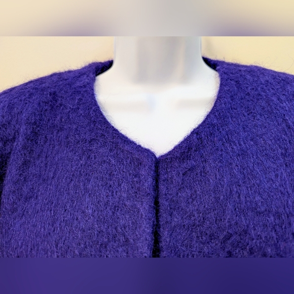 DIOR Christian Dior Vintage 90s Purple Mohair Designer Jacket Size 12 - Picture 4 of 13